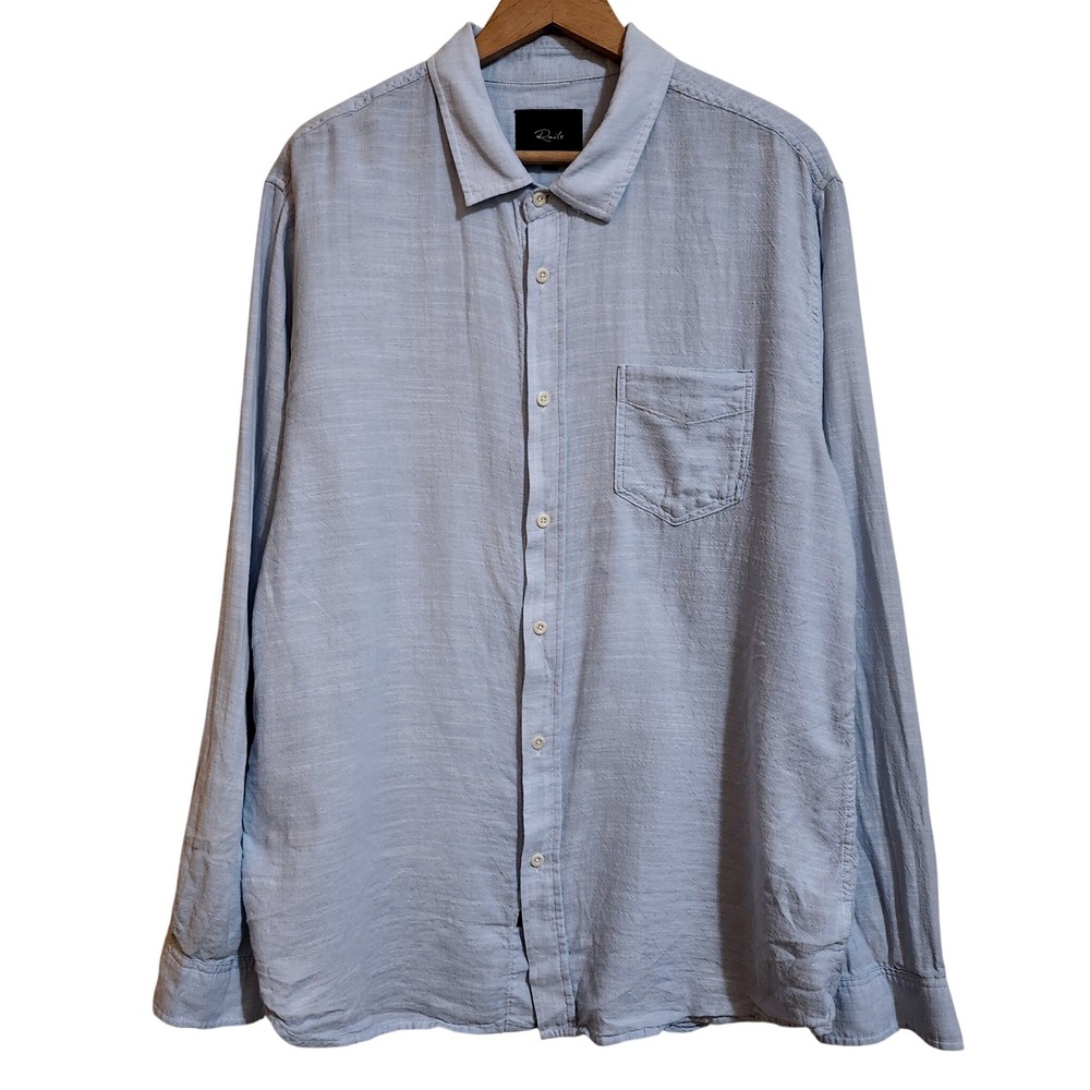 Rails 100% Linen Button Down Shirt Mens XL Blue Long Sleeve Casual Pocket